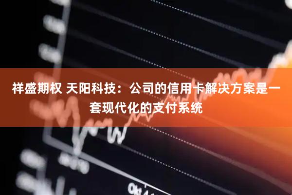 祥盛期权 天阳科技：公司的信用卡解决方案是一套现代化的支付系统